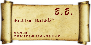 Bettler Baldó névjegykártya